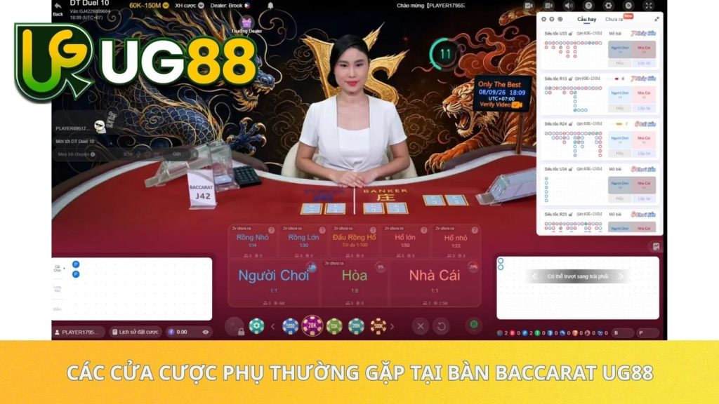 ## **Các cửa cược phụ thường gặp tại bàn Baccarat UG88**