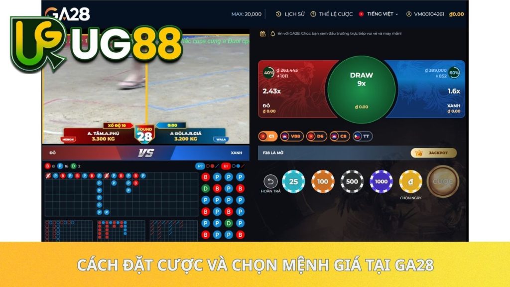 Cách đặt cược và chọn mệnh giá tại GA28